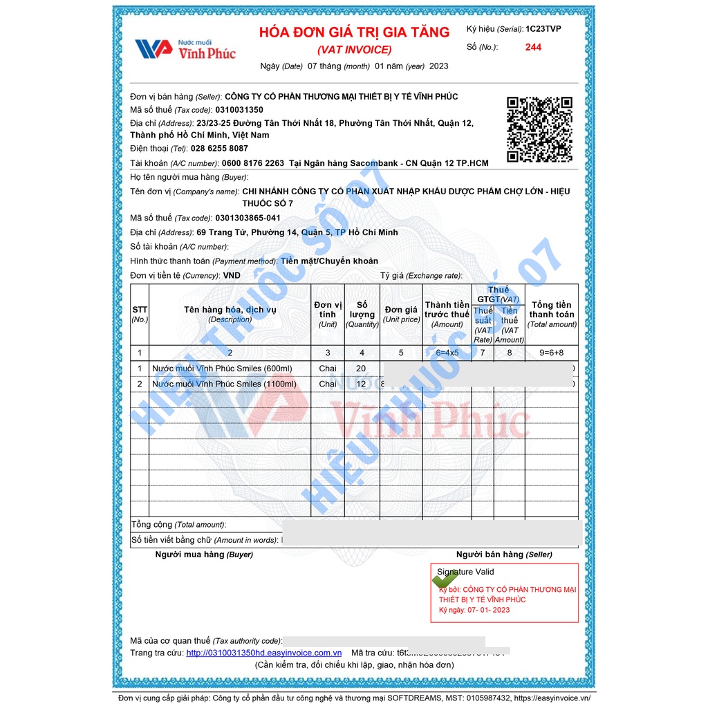 Nước Muối Sinh Lý Vĩnh Phúc Natri Clorid 0.9% Rửa Mũi Sát Khuẩn Chai 1000ml