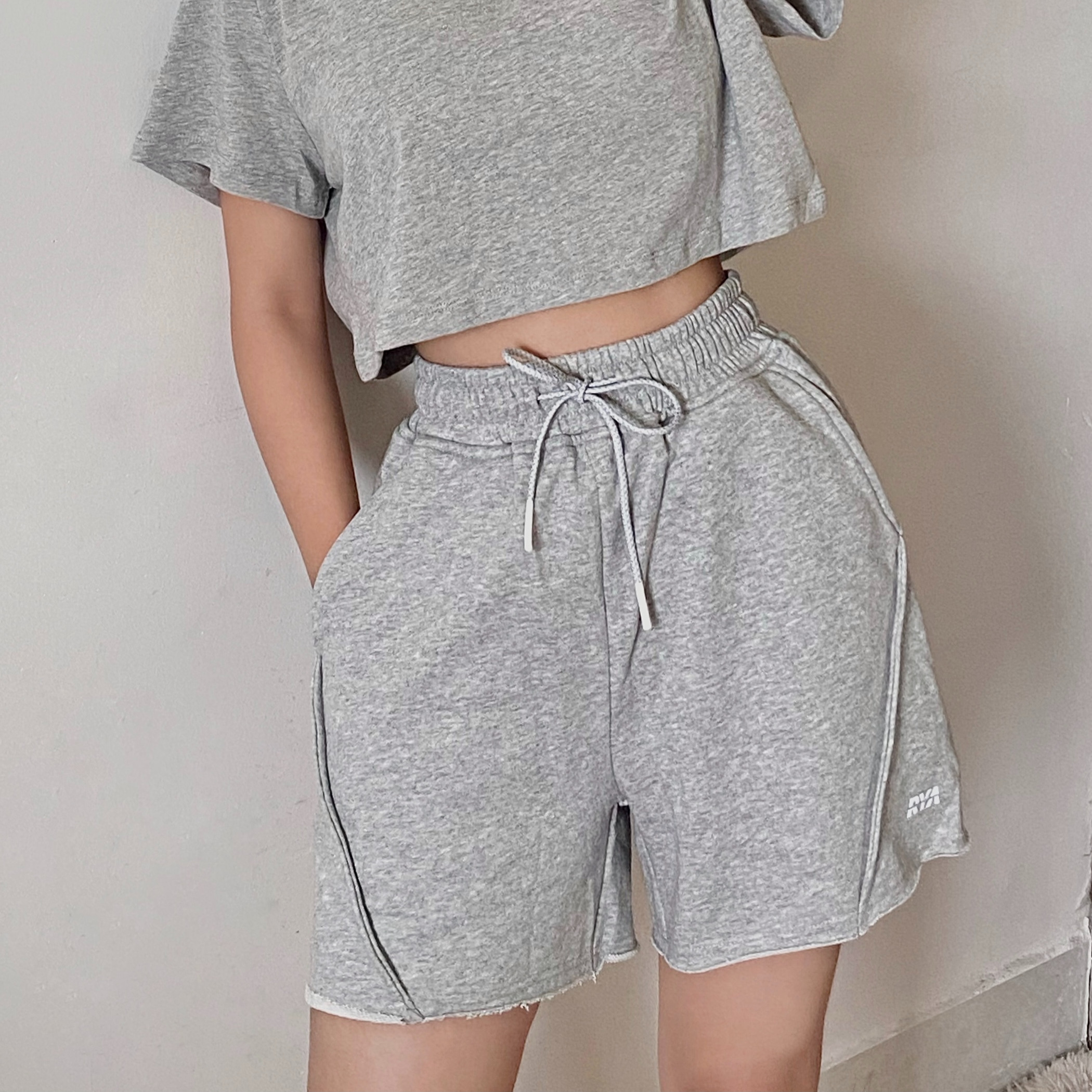 Quần short thun nữ/ quần đùi thun nữ RYACTIVE - LOUNGE SHORT LIGHT GREY