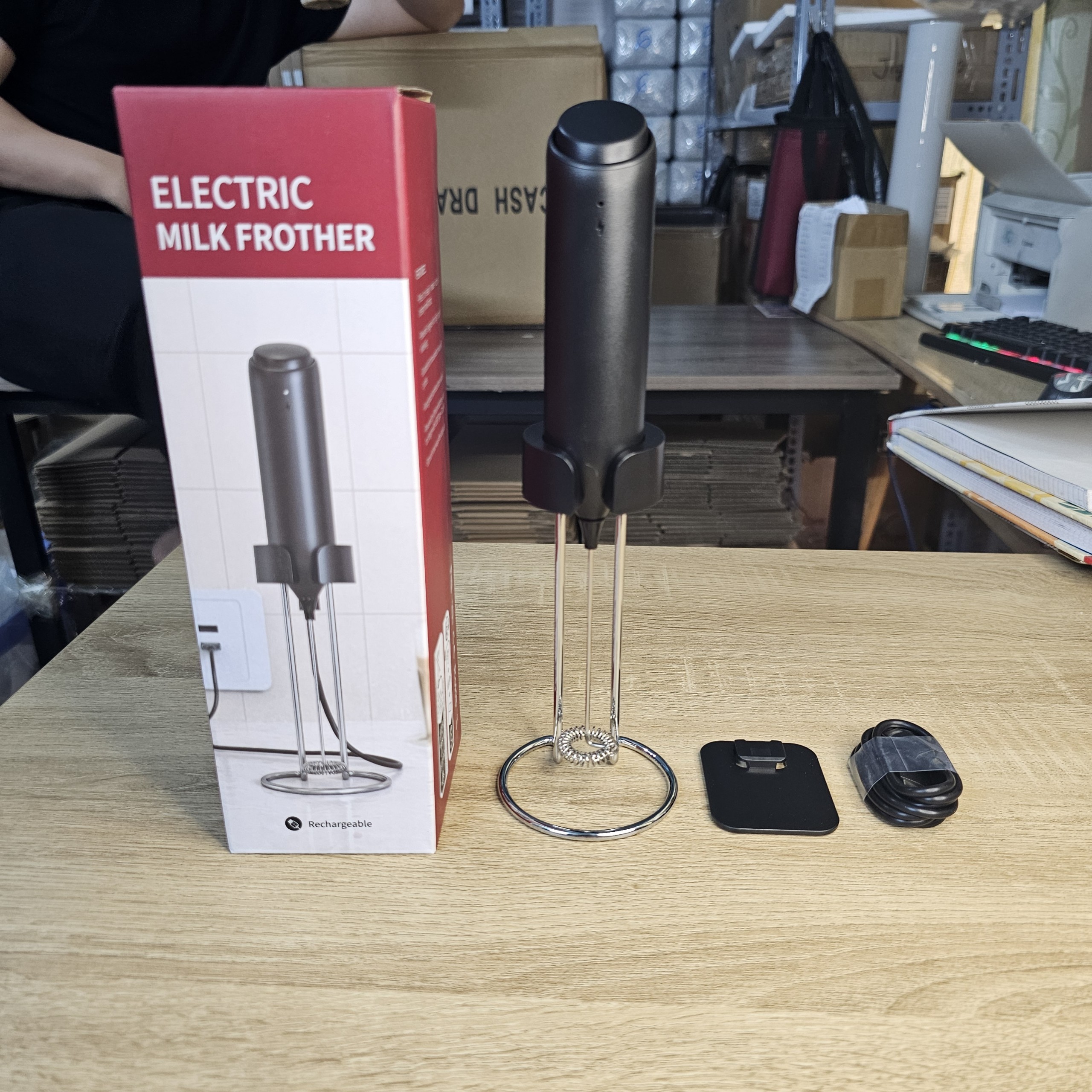 Máy tạo bọt cà phê, máy đánh trứng cầm tay mini sạc USB