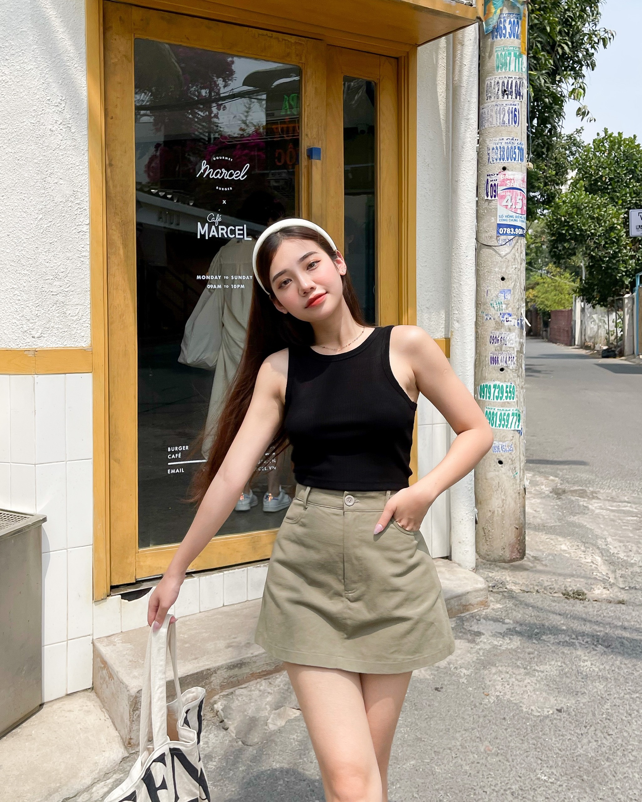 ZAREEN | CHÂN VÁY CHỮ A BASIC VAA29 XANH RÊU
