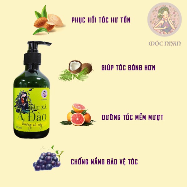 [HCM]Dầu Gội Ả đào hương cỏ cây Mộc Nhan, Dầu xả Ả đào thảo dược ngăn rụng tóc mềm mượt tóc 500ml