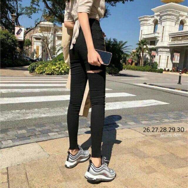 [HCM]QUẦN JEAN NỮ LƯNG CAO CHẤT LIỆU ĐẸP CO GIÃN ĐEN RÁCH SAU TRÙM JEAN CHUYÊN SỈ