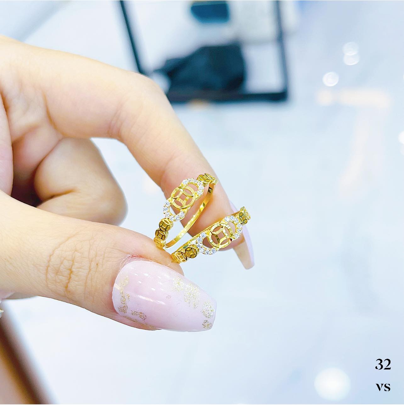 Nhẫn nữ vàng tây mặt kim tiền MS32e