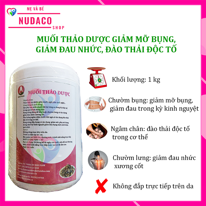 [HCM]COMBO MUỐI THẢO DƯỢC VÀ TÚI CHƯỜM NUDACO