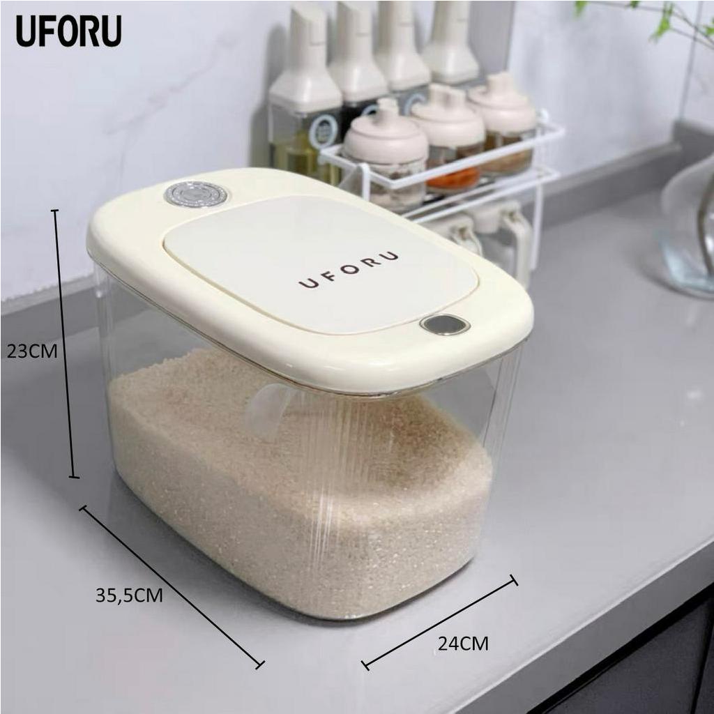 Thùng đựng gạo nhà bếp nút bấm thông minh Uforu cao cấp, Thùng đựng gạo thông minh dễ sử dụng sang trọng - UF435