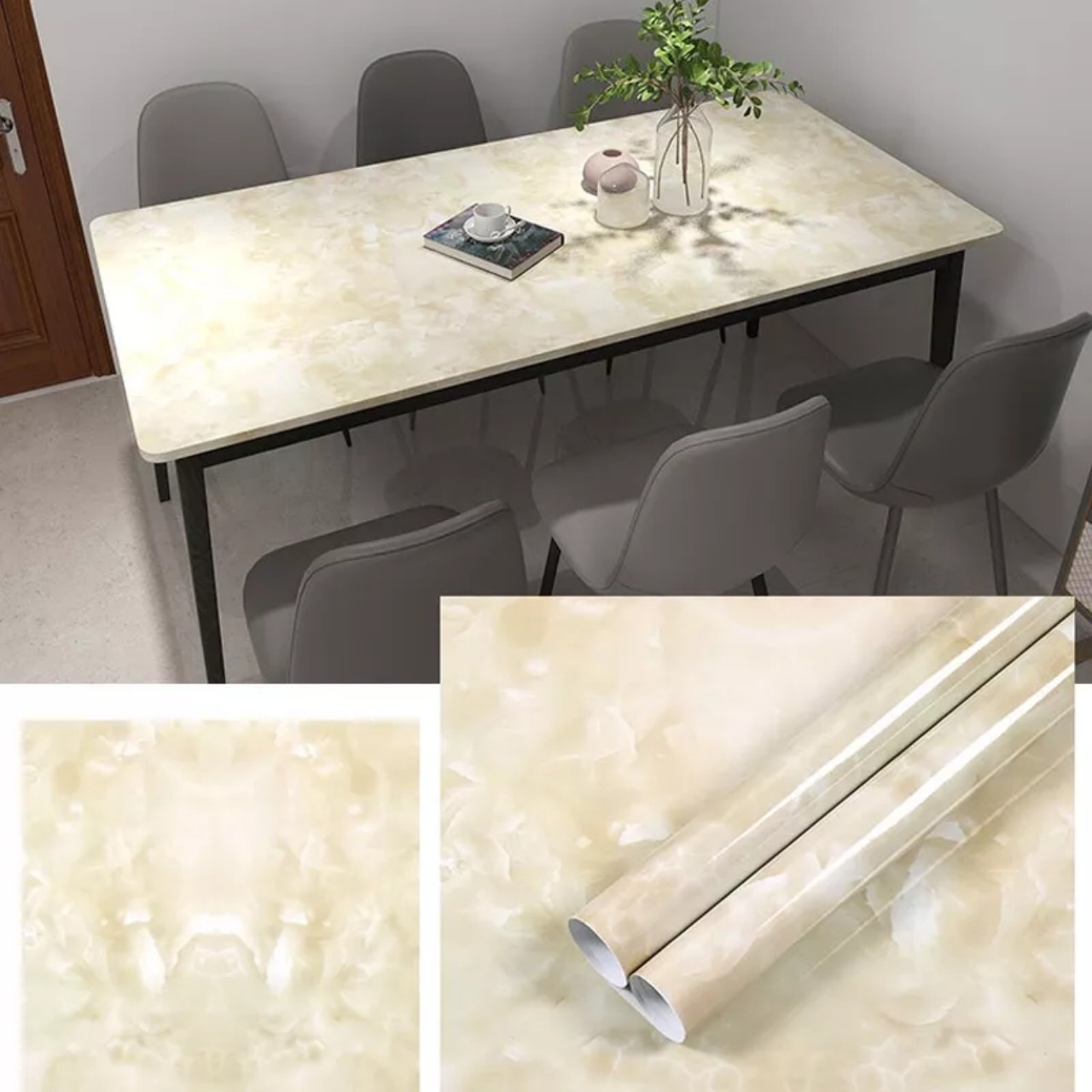 Decal dán tường dán bếp vân đá hoa văn (60cm×5m/cuộn)