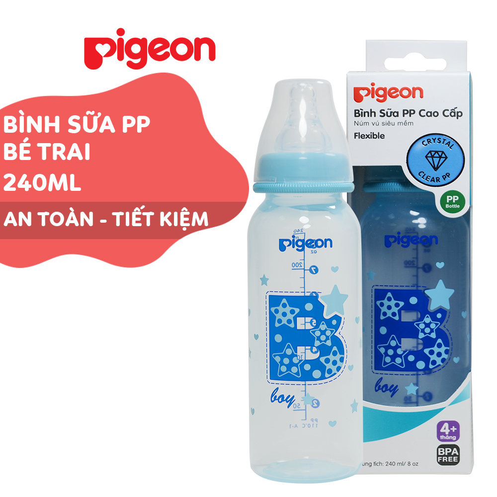 Bình sữa cổ hẹp PP cao cấp bé trai Pigeon 240ml (M)