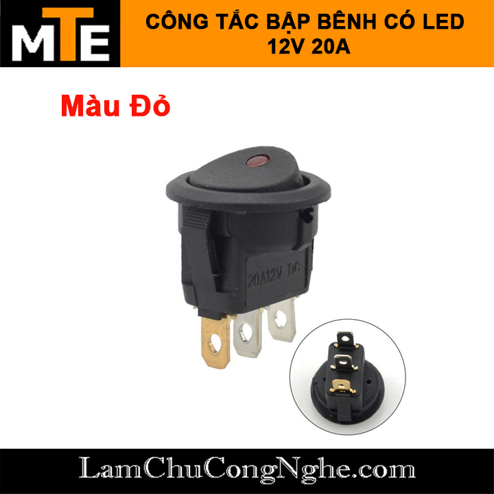 Công tắc bập bênh có đèn led ON/OFF 3 chân 12V 20a