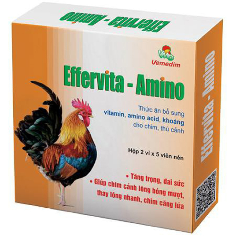 [Giá Rẻ] Vemedim Effervita-Amino viên bổ sung vitamin, amino acid, khoáng cho chim cảnh, gà [1 hộp 2 vỉ x 5 viên nén]