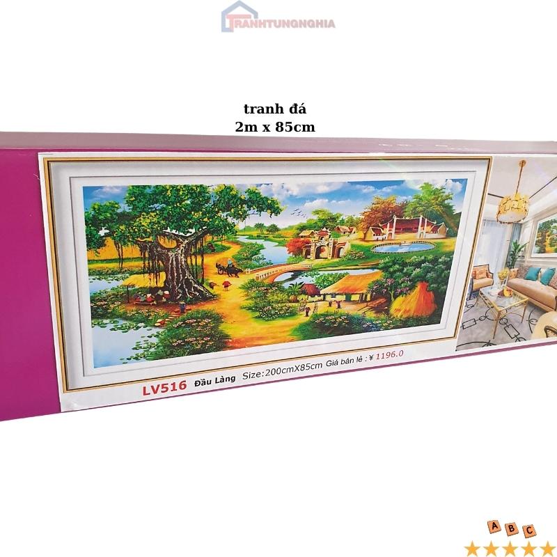 Tranh đính đá, tranh thêu chữ thập phong cảnh làng quê việt nam lv515 lv516 lv3310 lv3311 lv3312