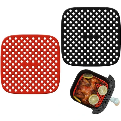 UDIEOA Steaming Basket Square Non-Stick Reusable Oil Mats Air Fryer Liners Baking Tools Grill Pad