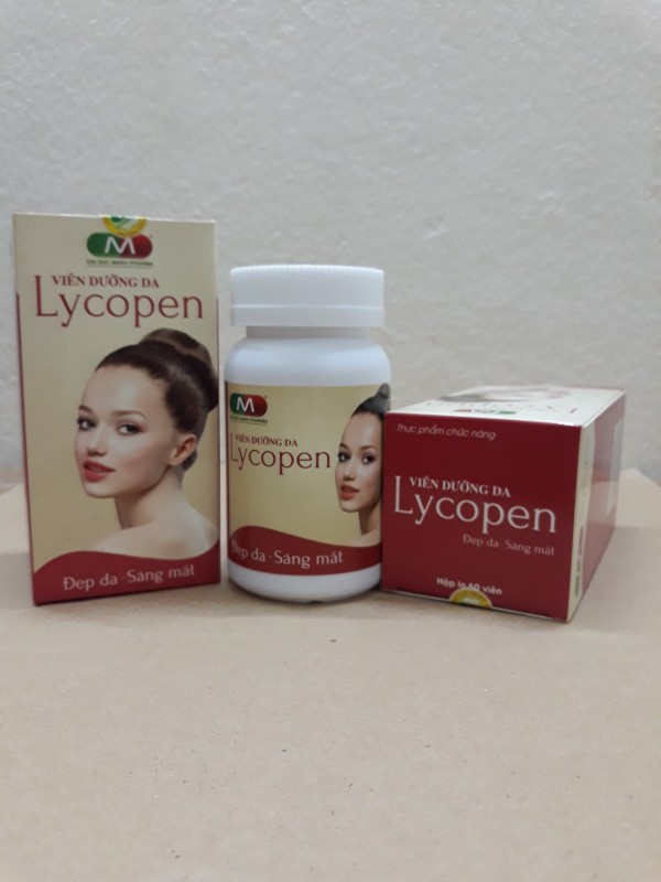 Viên dưỡng da Lycopen - Đẹp da, sáng mắt - Chiết xuất từ sữa ong chúa, dầu gấc - Hộp lọ 60 viên nang mềm - vietanpharma