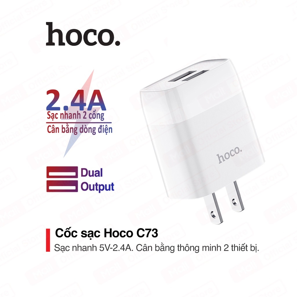 Dock sạc Hoco C73 sạc nhanh 2 cổng usb dòng điện tối ưu 2.4A