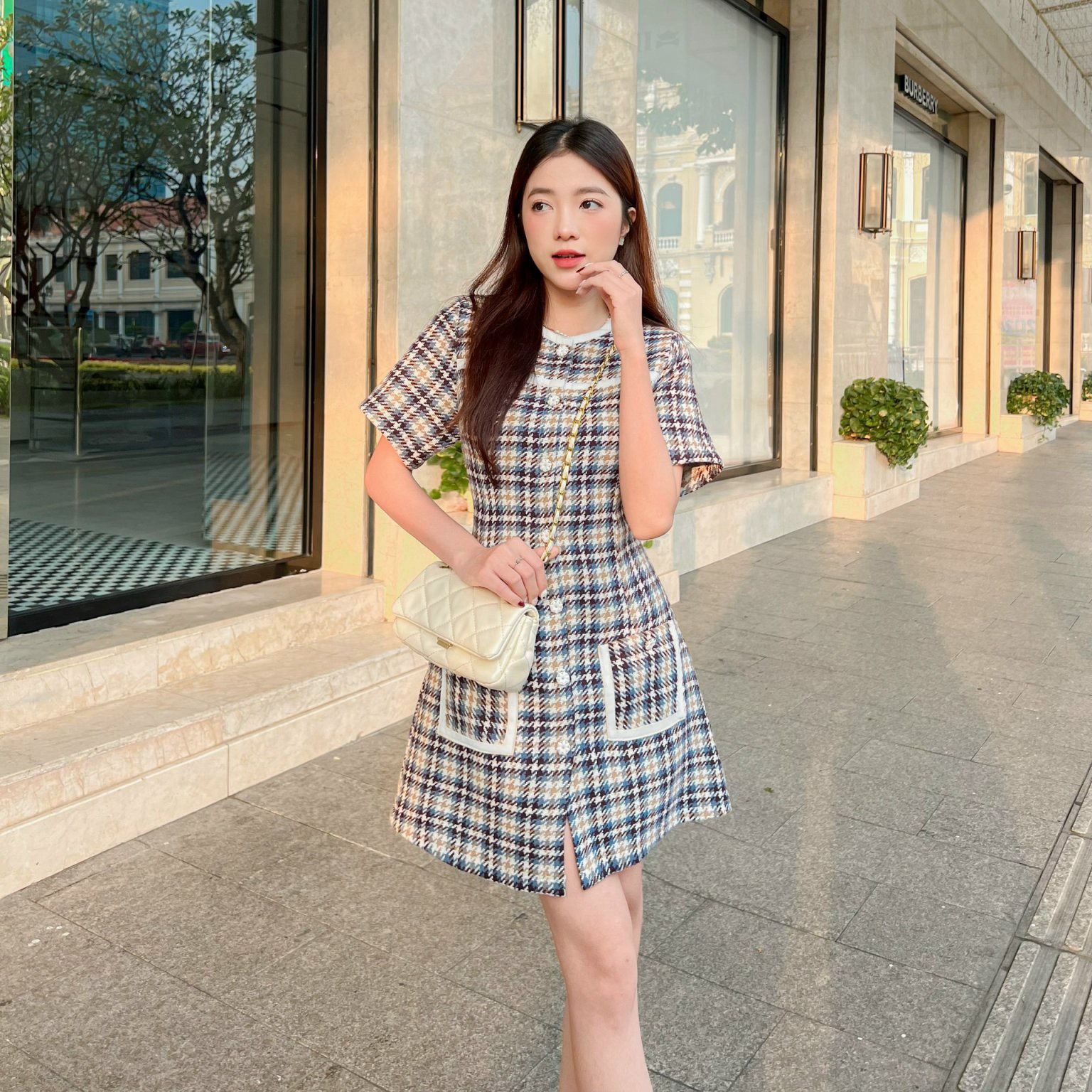 GOLA - Đầm ALYSSA - Đầm suông cổ tròn caro