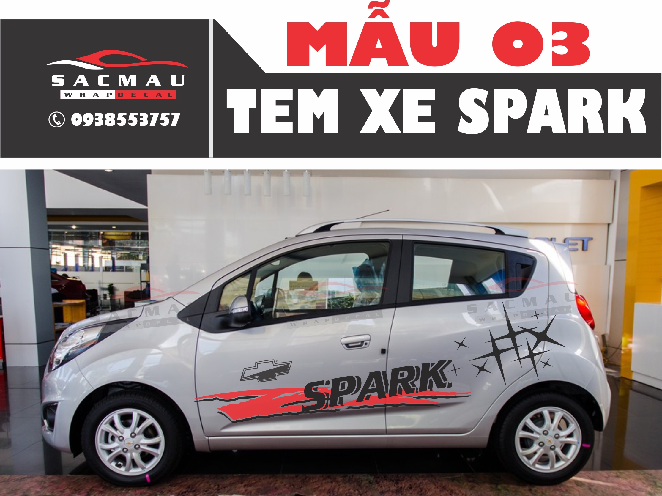 Tem dán xe Chevrolet Spark, tem xe Chevrolet