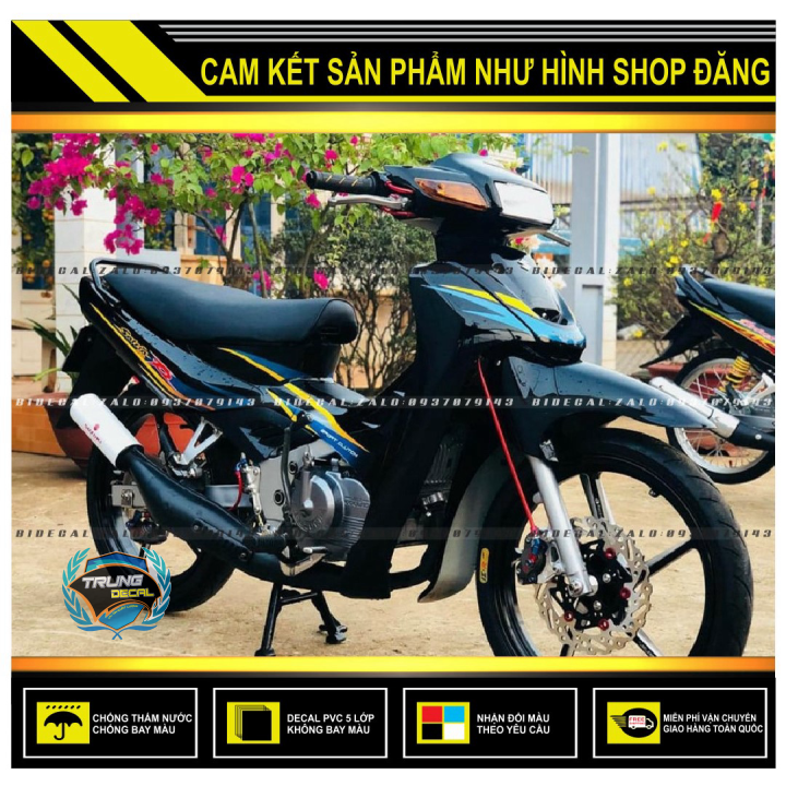 Tem rời satria r phối xanh đen vàng