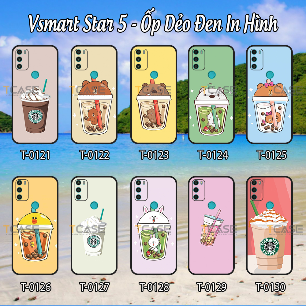 [HCM]Ốp lưng Vsmart Star 5 - Ốp dẻo đen in hình Trà Sữa