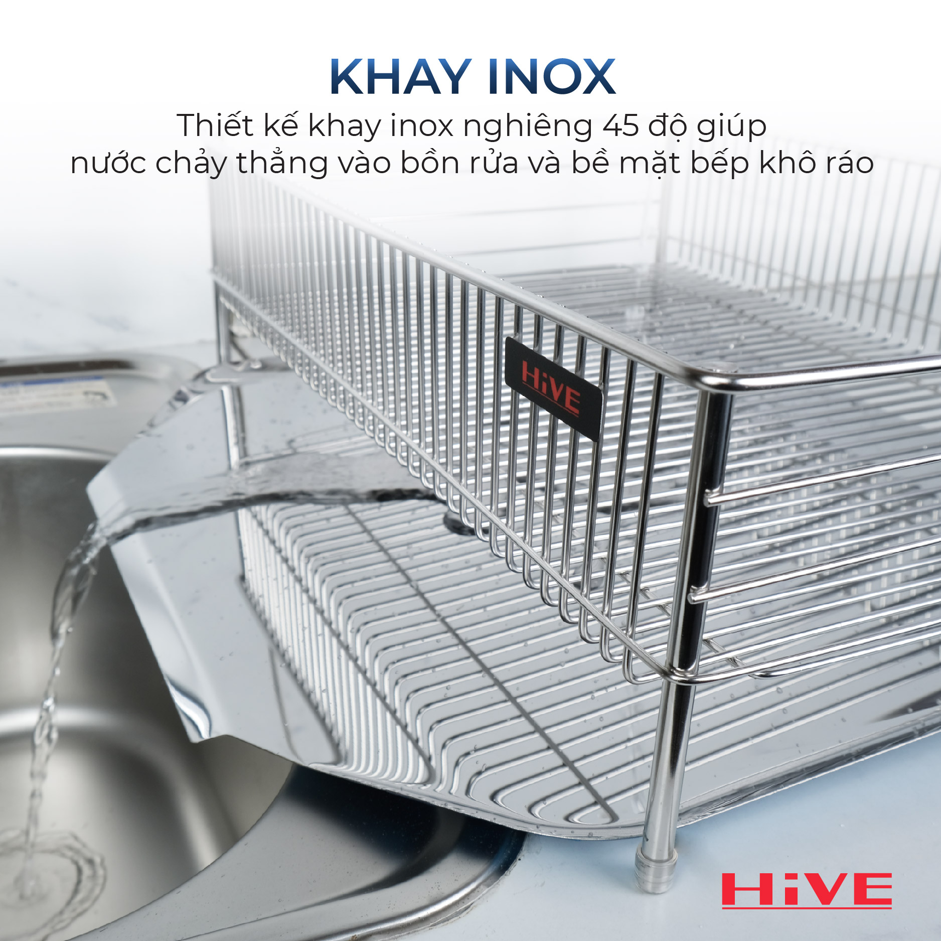 Kệ (giá) để chén bát HiVE KO 1 tầng inox 304