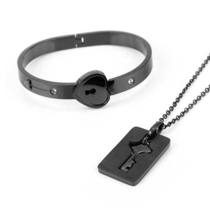 Bộ vòng tay cặp đôi titan Thấy Là Thích ổ khóa và chìa khóa - Cam kết 1 đổi 1 nếu hoen , gỉ sét