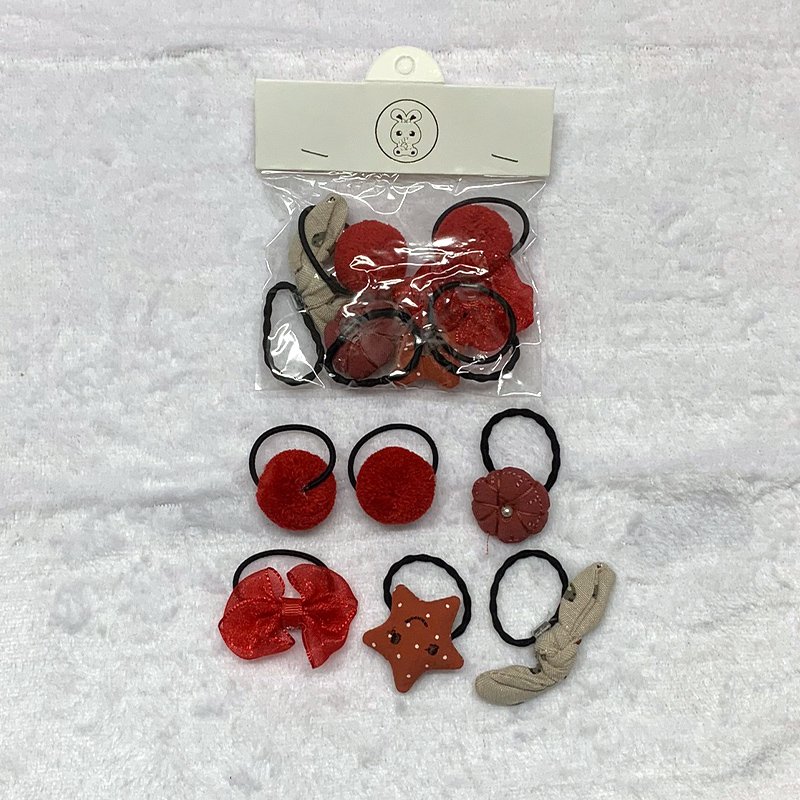 Set 6 chun cột tóc nhiều hình cho bé, dây cột tóc cho bé 3D