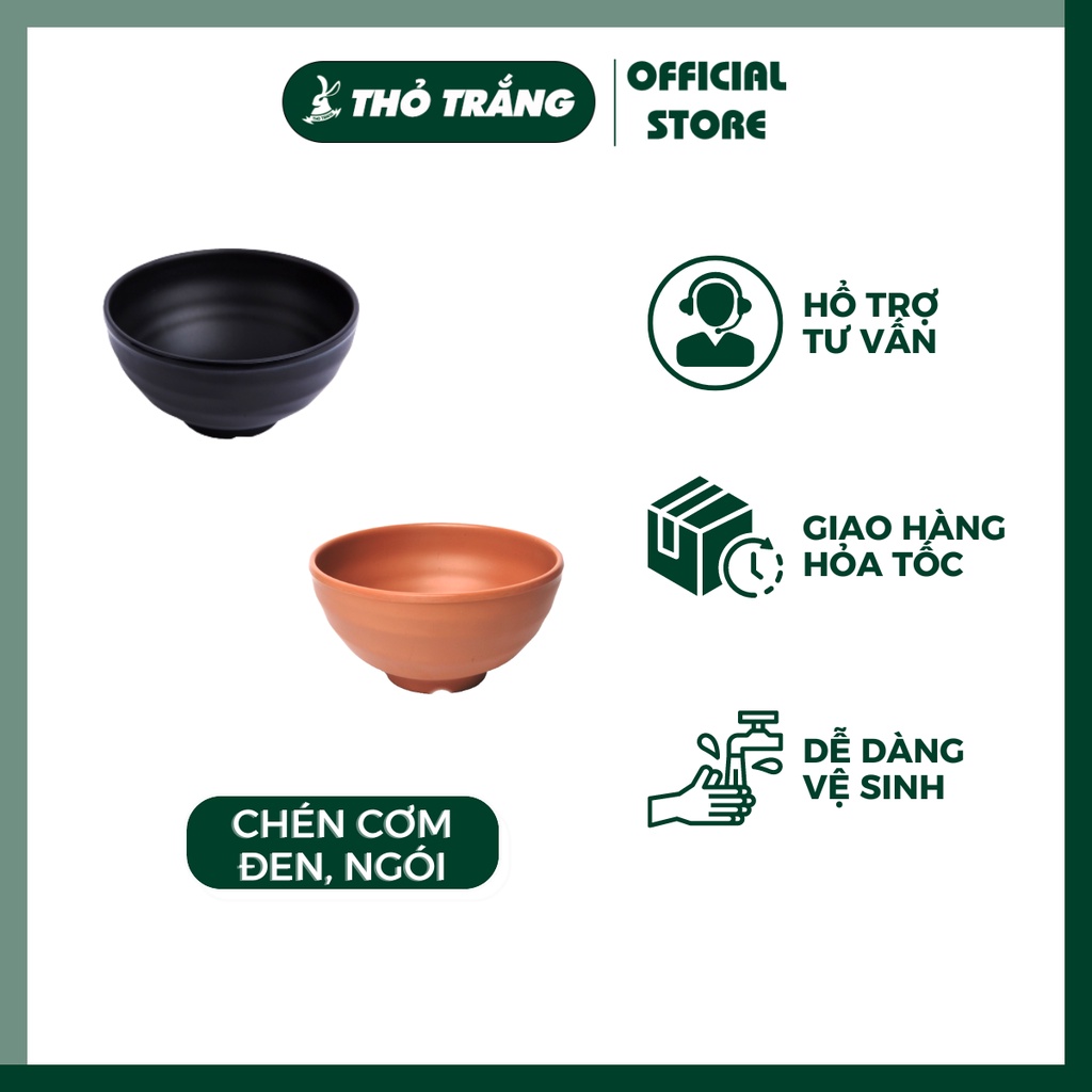 Chén cơm nhựa Melamine Nhám Đen/Ngói (CO15N)