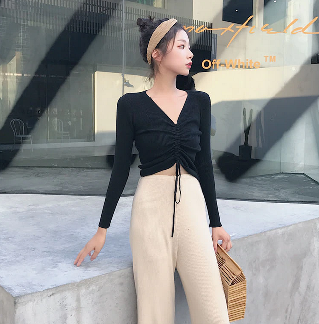 Áo dây rút tay dài thời trang