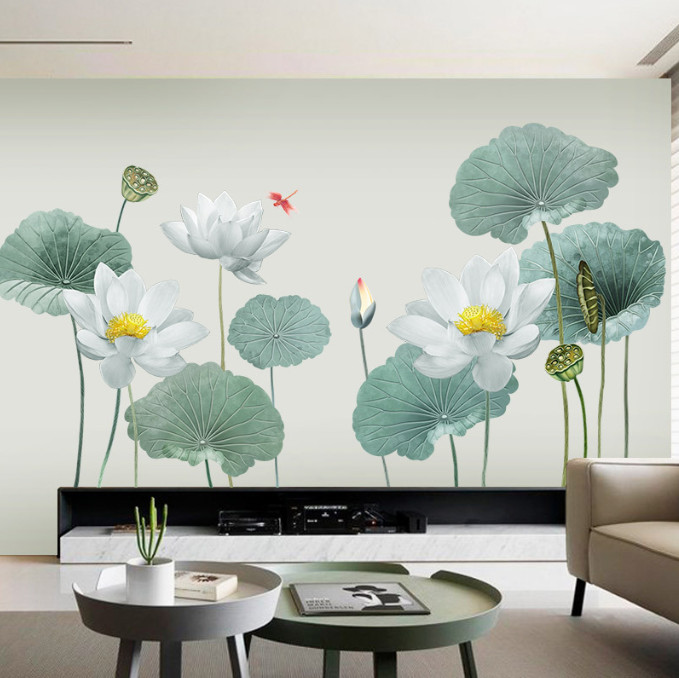 Decal trang trí tường - Hoa sen trắng