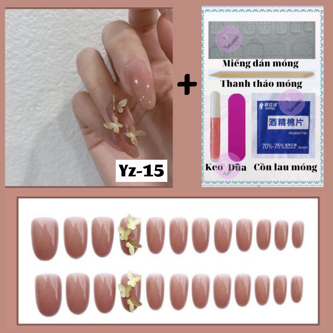 [Tặng 5 Phụ Kiện]  Set 24 Móng Tay Giả Đính Đá Cao Cấp Kèm Keo (Mã Z11_Z20))
