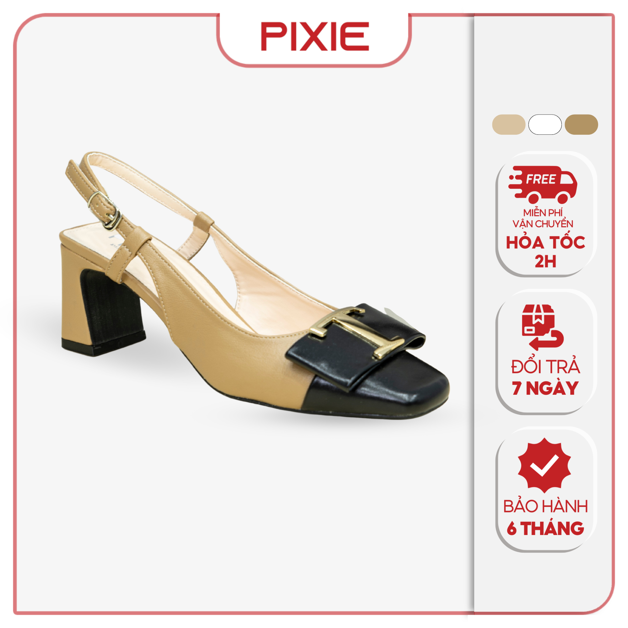 Giày Cao Gót 5cm Mũi Vuồng Gắn Khoá T Pixie X996