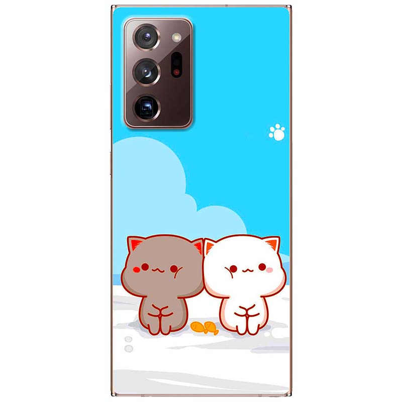 Ốp lưng dành cho Samsung Galaxy Note 10, Note 10 Plus, Note 10 Lite, Note 20, Note 20 Ultra mẫu Mèo mập nền xanh