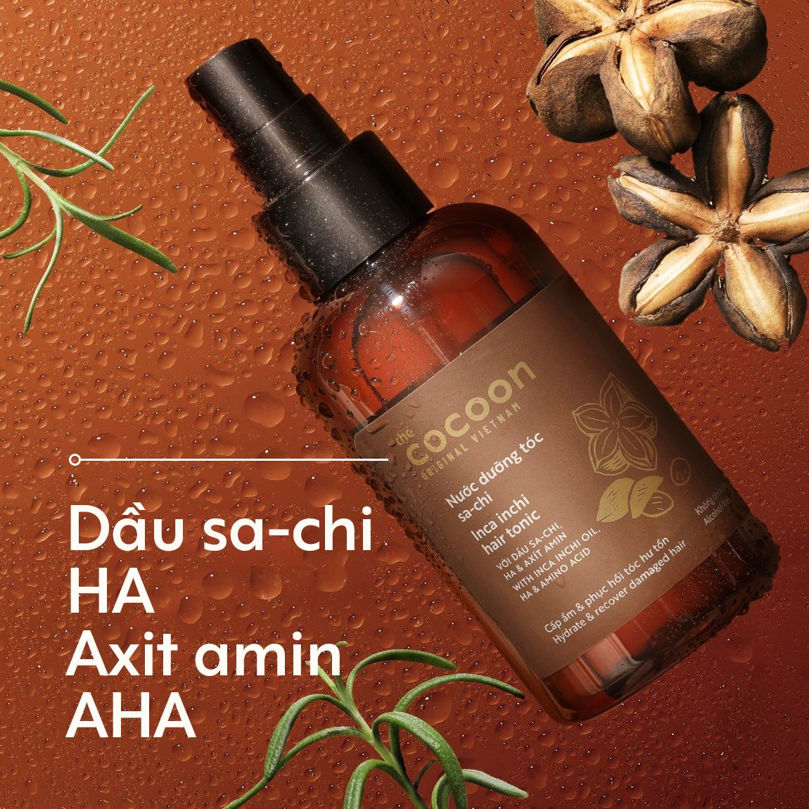 Nước dưỡng tóc Sa-chi Cocoon cấp ẩm & phục hồi tóc hư tổn 140ml