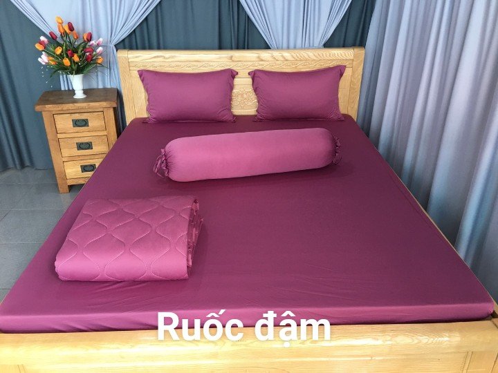 Ga - Drap Giường Lẻ Thun Mát Lạnh Lan Pham Bedding - Màu Ruốc Đậm