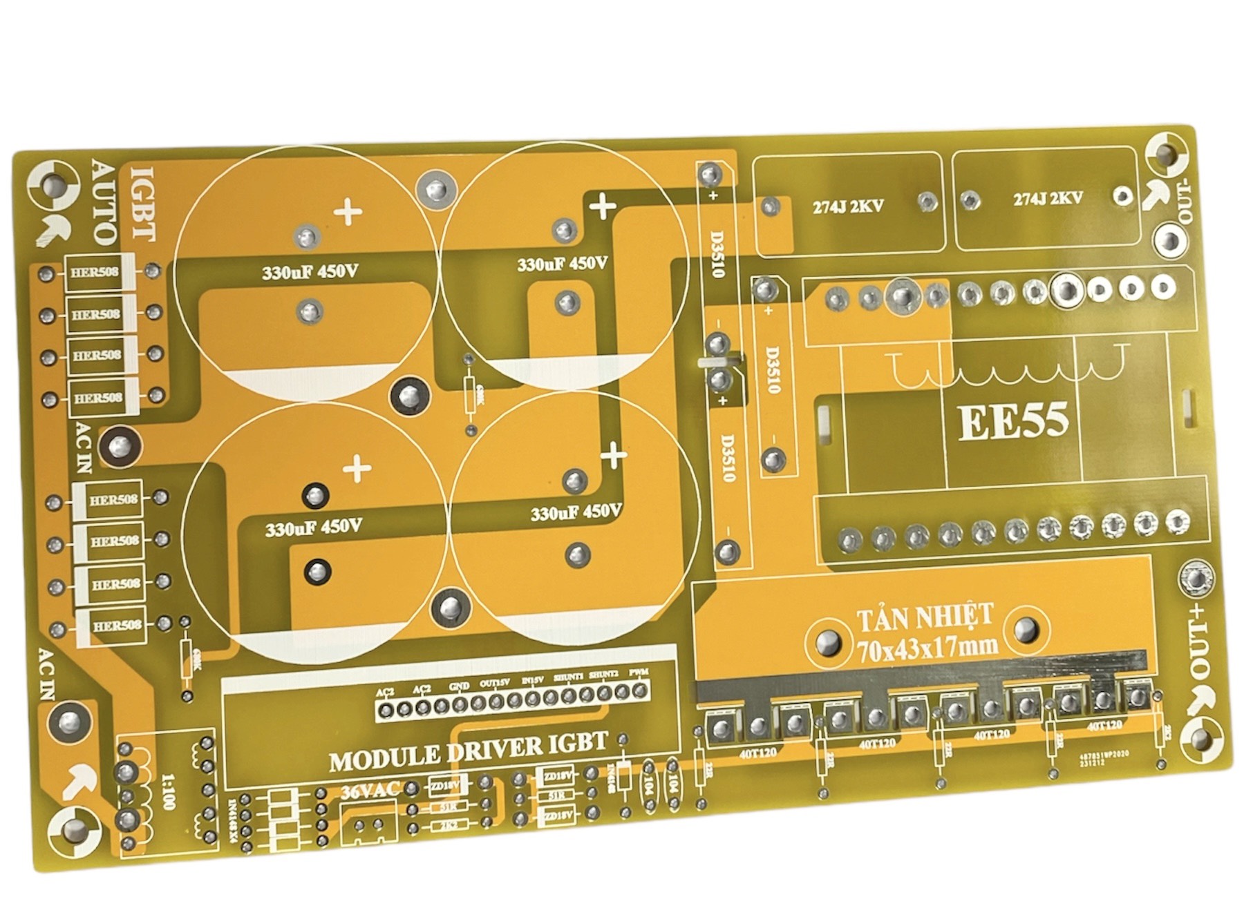 Pcb mạch băm rời 4 igbt auto dòng + module lái igbt 4 chế độ - linhkien hd