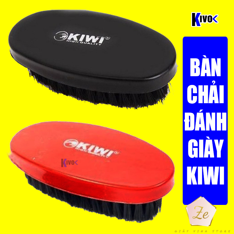 Bàn chải đánh giày lông ngựa kiwi cầm tay - dụng cụ chà giầy / giày da mềm - đánh bóng xi đen nâu - kivo mẫu mới 2023