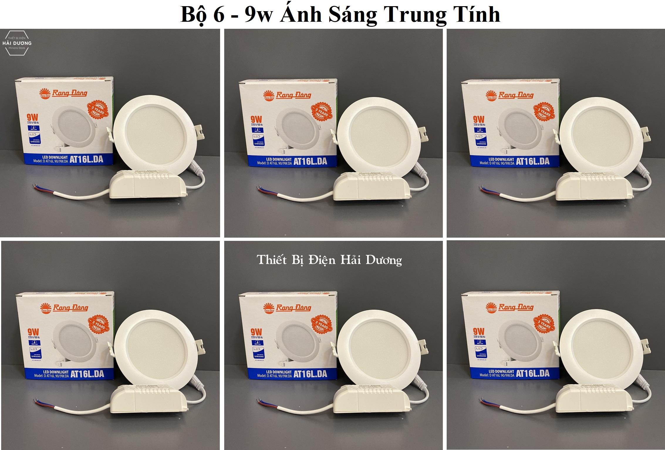 Bộ 6 Đèn Led Downlight Rạng Đông Âm Trần D AT16L 90/9W.DA - Ánh Sáng Trung Tính - Bảo hành 3 năm