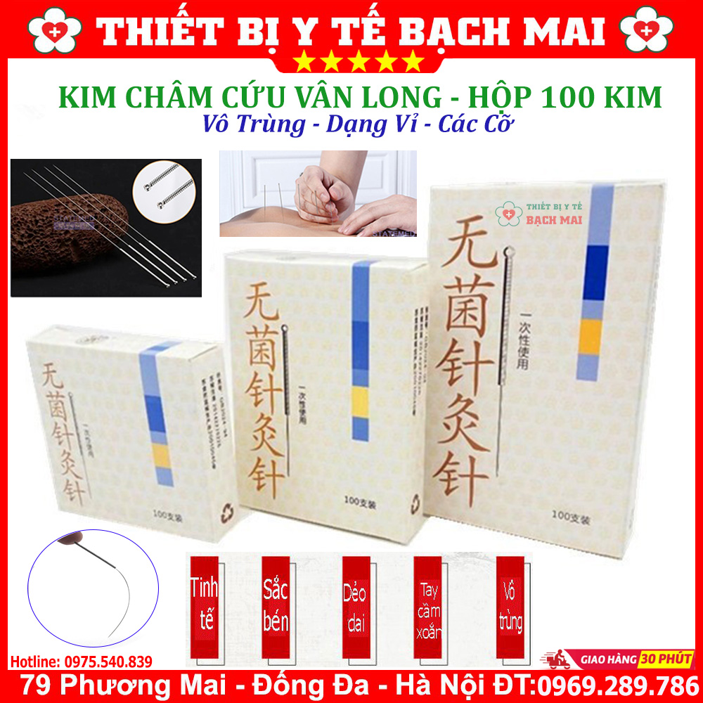 Kim châm cứu vân long các cỡ, tiệt trùng dạng vỉ - hộp 100 chiếc