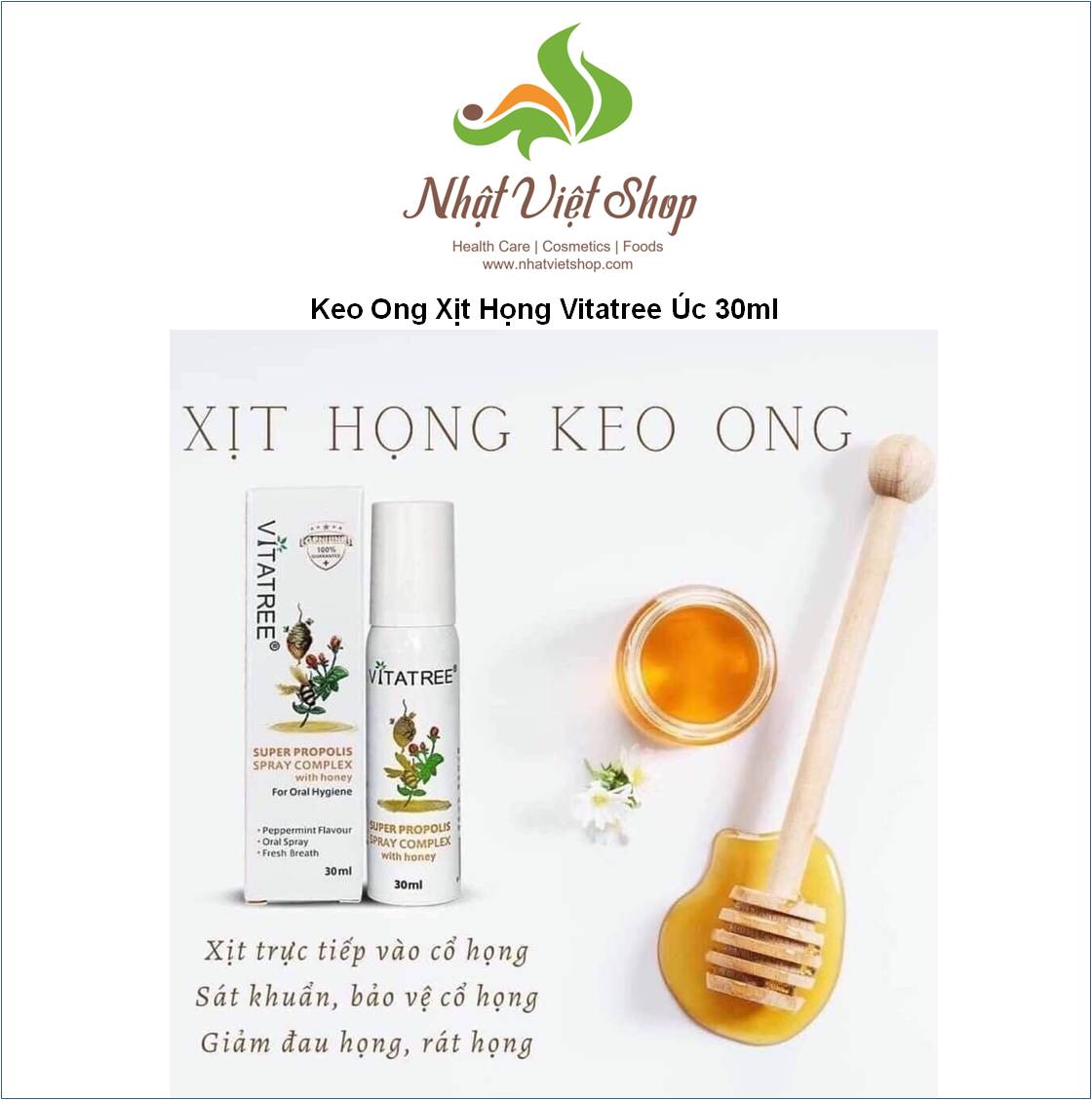 Xịt Họng Keo Ong Vitatree của Úc 25ml