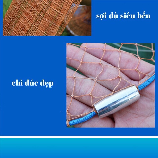 Chài dù bắt tôm cá siêu nhạy bung 5m nặng 2.5kg  (cam kết bảo hành đổi trả trong 2 tuần đầu)