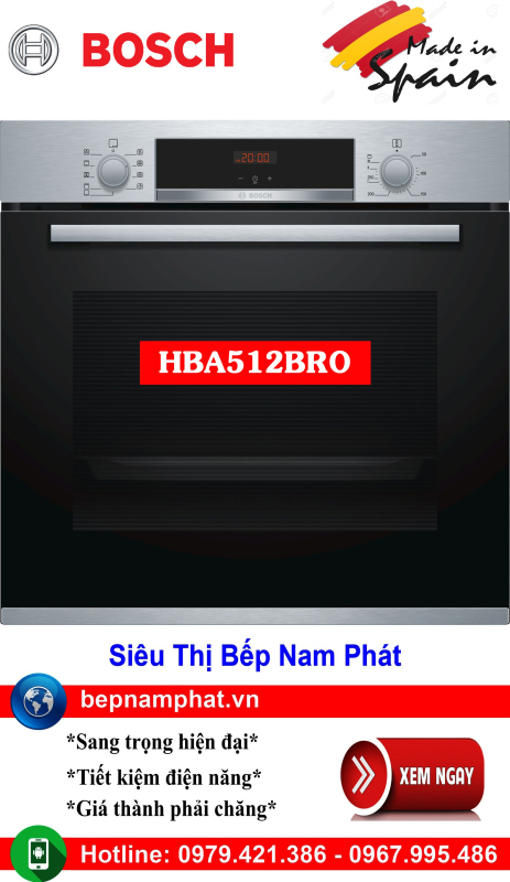 Bảng giá Lò nướng âm tủ HBA512BR0 nướng 3D cao cấp nhập khẩu Tây Ban Nha khẩu Tây Ban Nha, lò nướng, lò nướng điện, lò nướng điện đa năng, lò nướng mini, lò nướng bánh, lò nướng lock and lock, lo nuong, lo nuong dien da nang Điện máy Pico