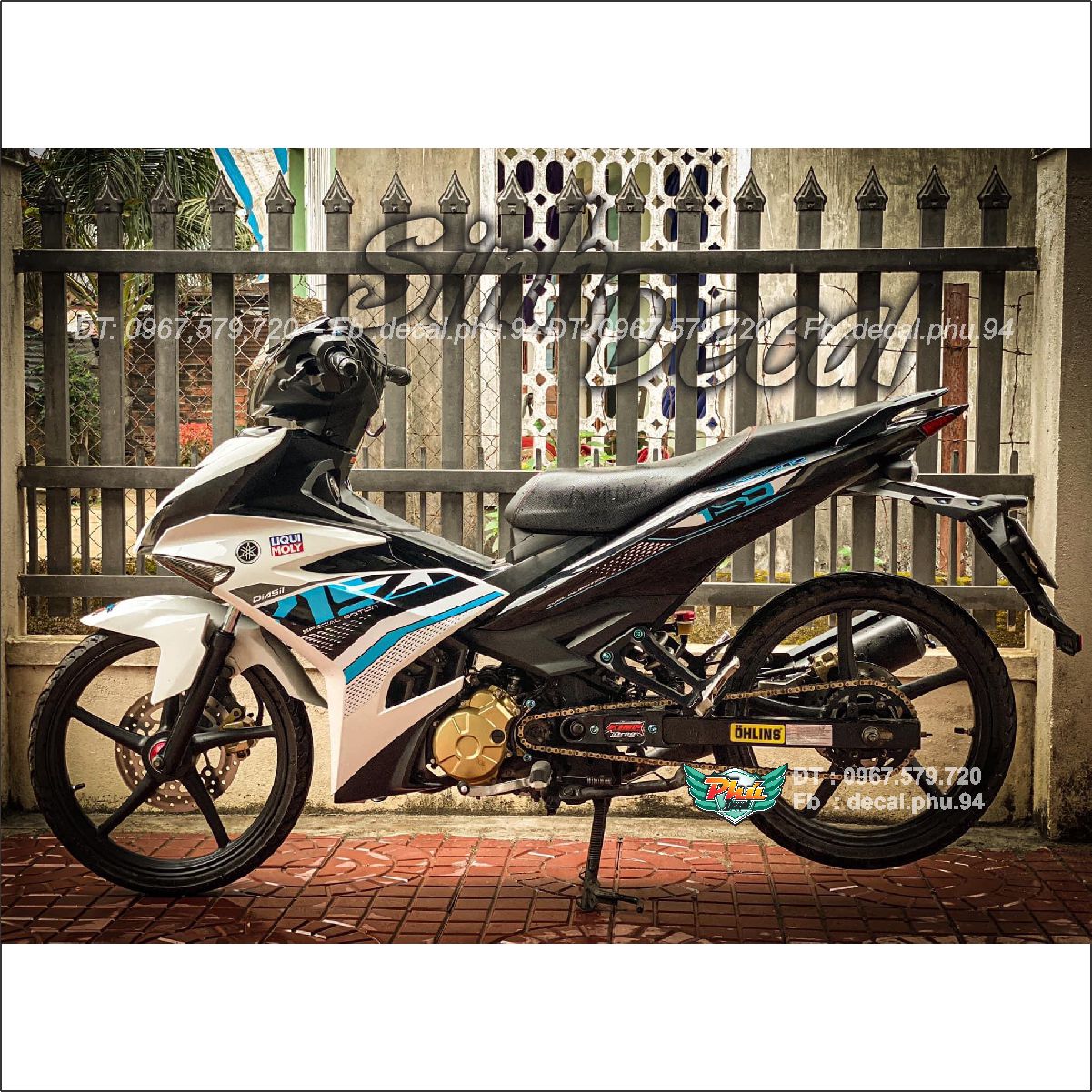 Tem rời exciter 150 y15zr trắng đen