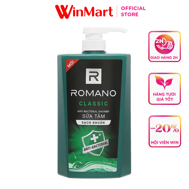 -Sữa tắm Romano sạch khuẩn classic 650g