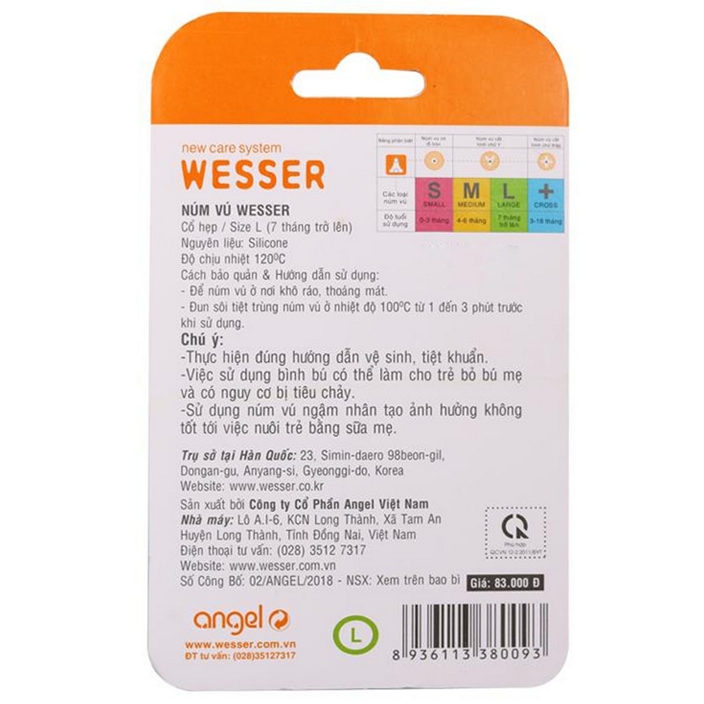 Vĩ 2 núm ty cổ hẹp Wesser (size L)