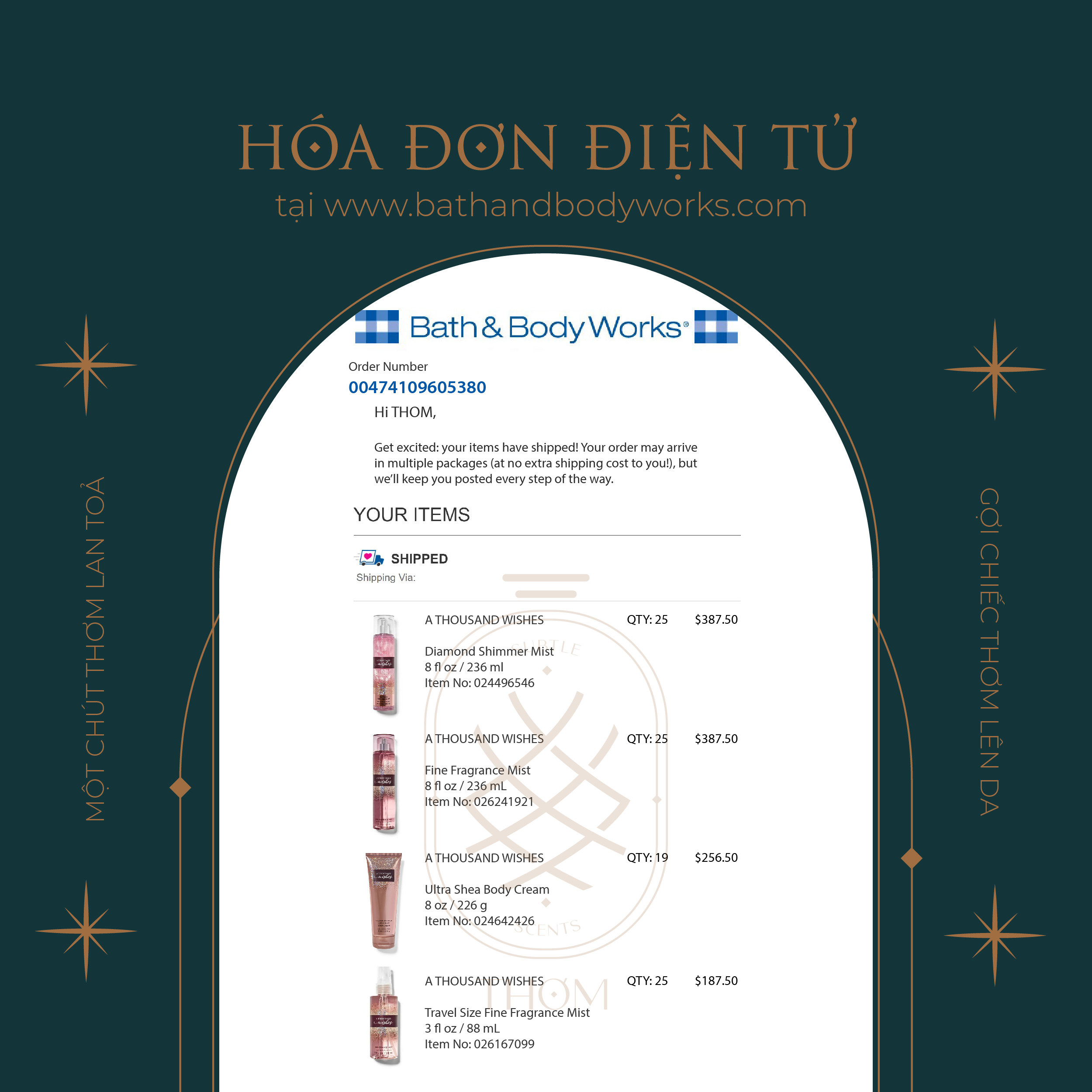 A THOUSAND WISHES | Sản Phẩm Tắm Dưỡng Xịt Thơm Toàn Thân Bath & Body Works