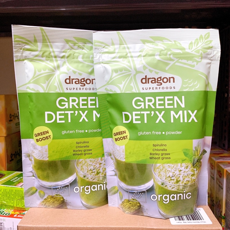 Bột thải độc hữu cơ green detox organic 200g (spirulina, chlorella, cỏ lúa mì, cỏ lúa mạch)
