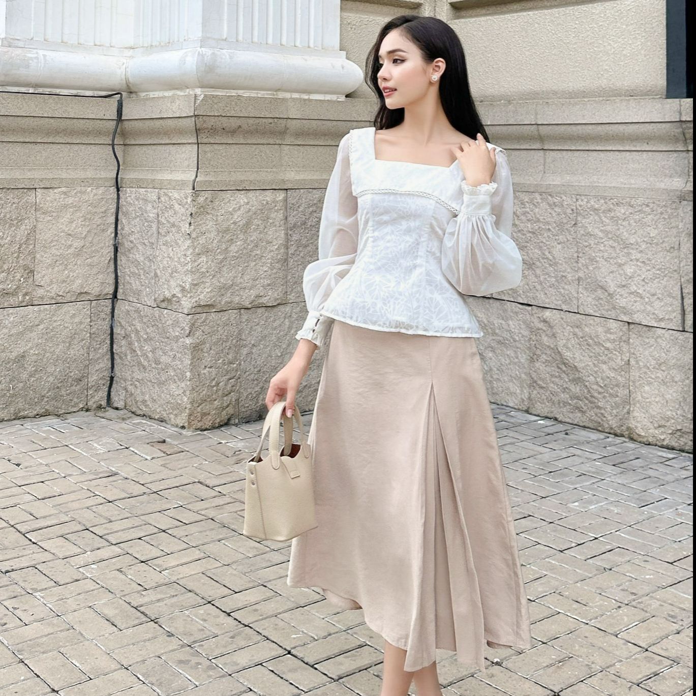 OLV - Chân váy A Line Skirt in Brown