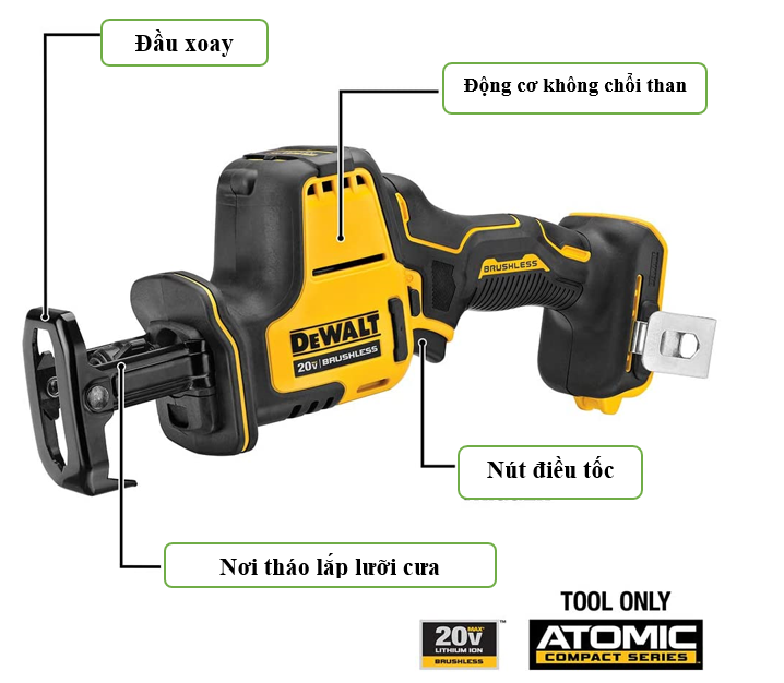 Máy cưa cầm tay 20V max Dewalt DCS369B (thân máy)