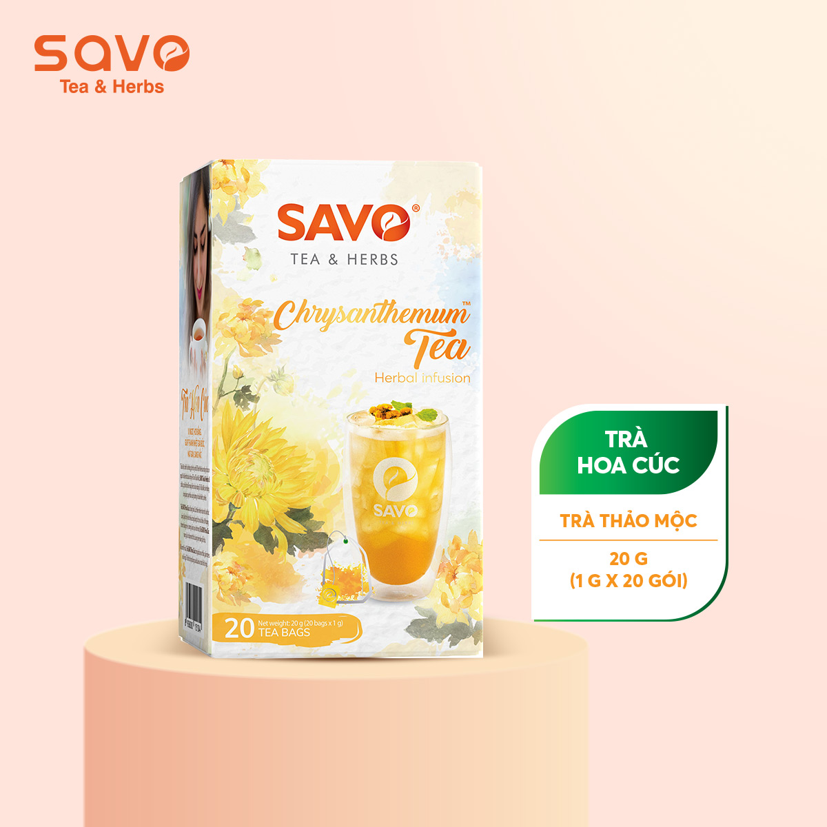 [HCM]TRÀ SAVO HOA CÚC ( Chrysanthemum Tea) - Hộp 20 gói x 1gr
