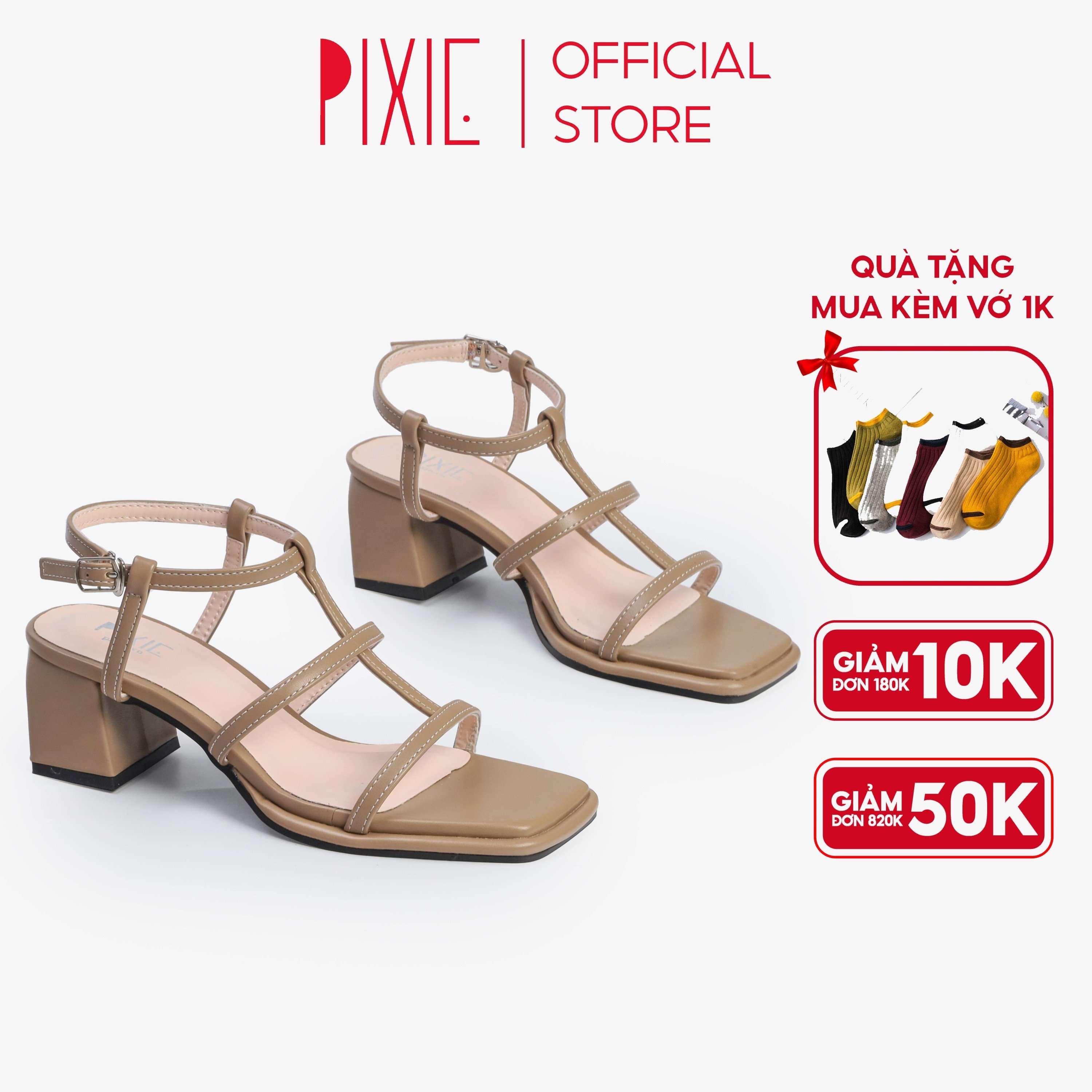 Giày sandal cao gót 5cm quai mảnh pixie h098