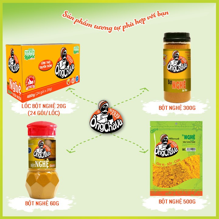 Combo 5 gói BỘT NGHỆ 20gram Ông Chà Và (Indian Turmeric Powder grade A)