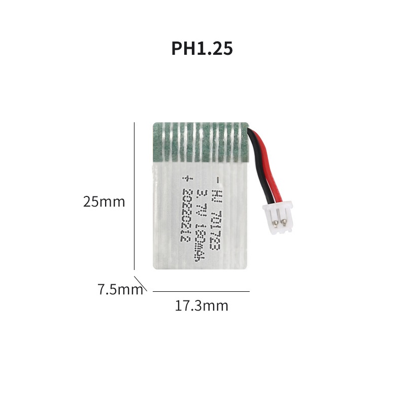 Pin lipo 3.7v 701723 180mah 20c jack cắm ph2.0 ph1.25 mx2.0 cho quadcopter, drone, flycam